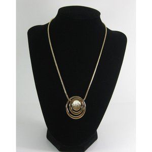 Monet Gold Tone Triple Oval Pendant Necklace